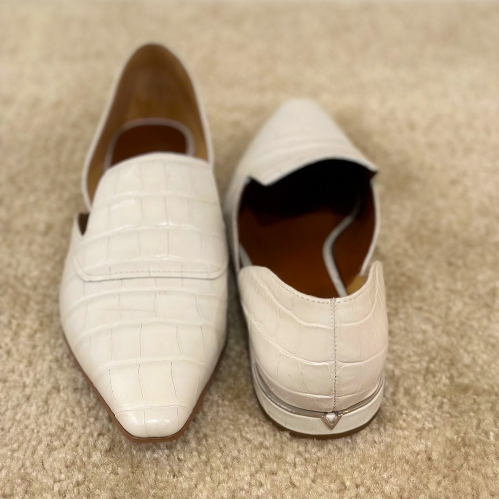 Franco Sarto White Croc-Embossed Loafers - Picture 5 of 7